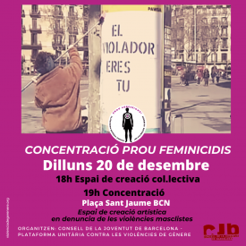 Dilluns 20D, darrera concentració #ProuFeminicidis de l'any