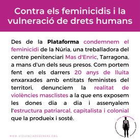 Contra els feminicidis i la vulneració de drets humans