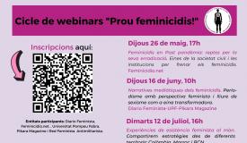Cicle de webinars "Prou Feminicidis!": inscripció gratuïta i oberta.